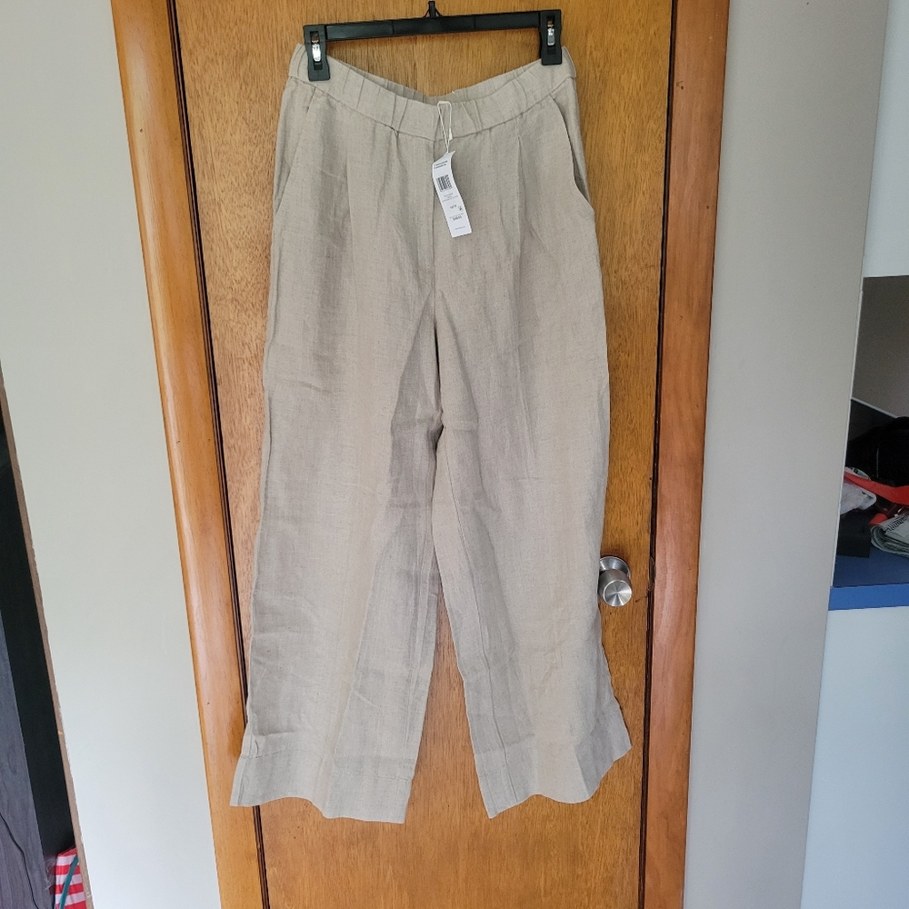 Eileen Fisher Organic Linen Wide Leg Trousers XS NWT - Picture 3 of 7